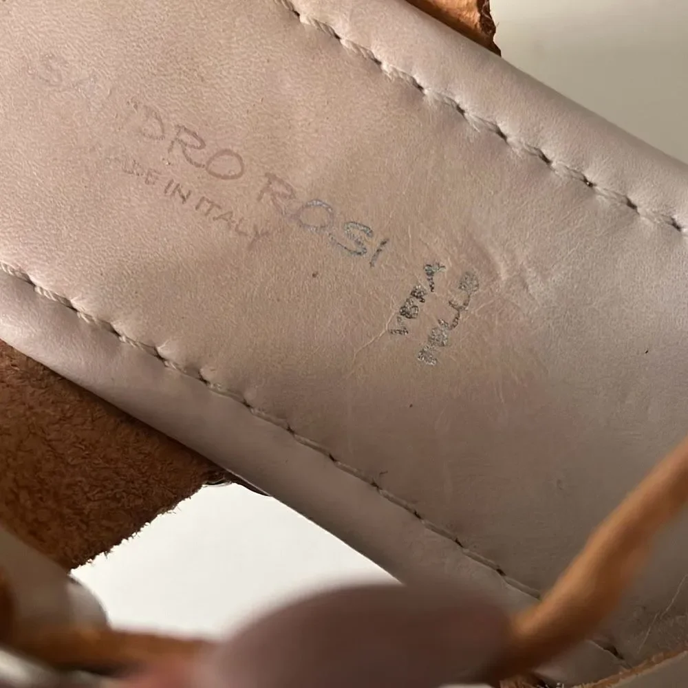 Sandro Rosi Women's Beige Studded Platform Heels Crossover  Sandals Size 39